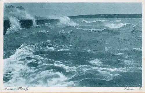 AK Waren Müritz, Sturm auf der Müritz, gelaufen 1929