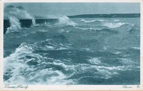 AK Waren Müritz, tempête sur la Muritz couru 1929
