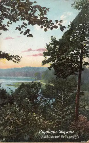 AK Ruppiner Schweiz, Ausblick bei Boltenmühle, Feldpost, gel.1914