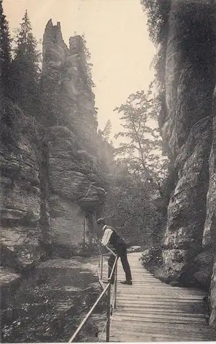 AK Edmundsklamm, Böhmische Schweiz, Dreifussfelsen, ungel.