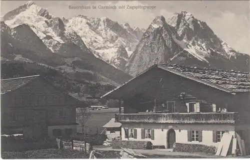 AK Bauernhaus in Garmisch mit Zugspitze, ungel.