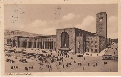 AK Stuttgart, gare centrale, gel. 1929