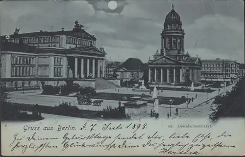 AK Gruss de Berlin Gendarenmarkt, Luneschlau, gel.1898
