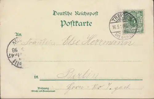 AK Gruss aus Treptow, gel. 1898