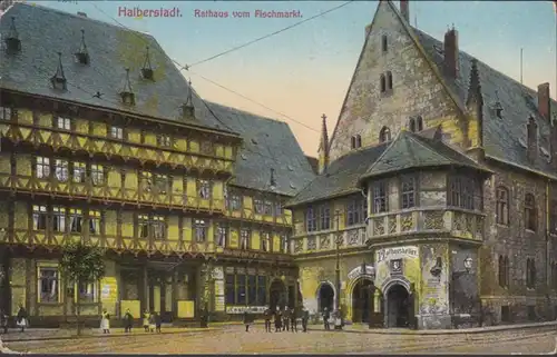 AK Halberstadt, Rathaus vom Fischmarkt, gel. 1914