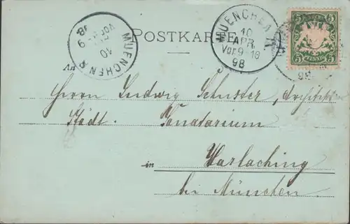 AK Gruss aus Pfaffenstein, Gesamtansicht, Mondschein, gel. 1898