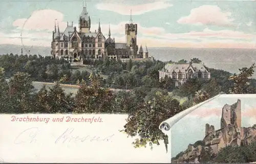 AK Königswinter, Drachenburg und Drachenfels, gel. 1905