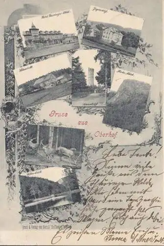 AK Gruss aus Oberhof, Hotel, Jagdschloss, Schmücke, Silberteich, gelaufen 1900