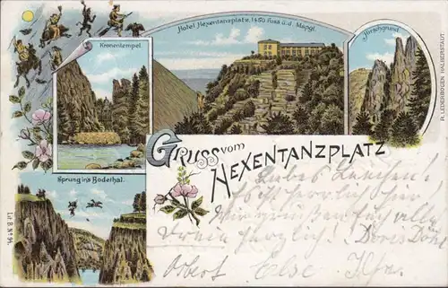AK Gruss vom Hexentanzplatz Bahnpost Litho, gelaufen 1901