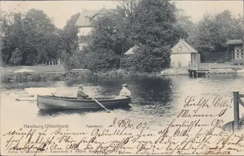 AK Hamburg Uhlenhorst Feenteich, gelaufen 1903