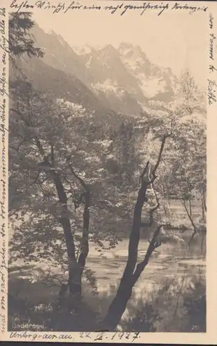 AK Grainau Badersee, gelaufen 1927