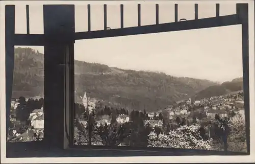 AK Baden-Baden Kurhaus Tannenhof Blick aus dem Speisesaal, gelaufen 1930