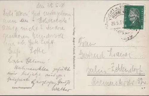 AK Hahnenklee-Bockswiese, Hahnenkleer Damenkapelle, gelaufen 1931