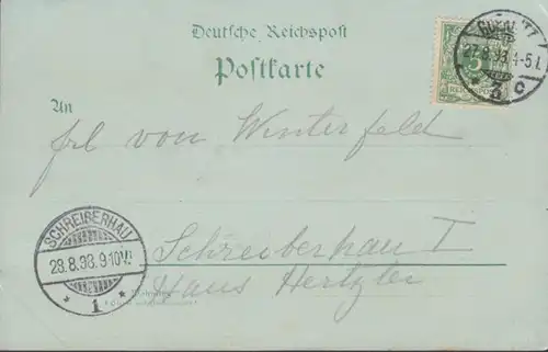 AK Gruss aus Görlitz Viaduc Neisse Mondschein, gelaufen 1898