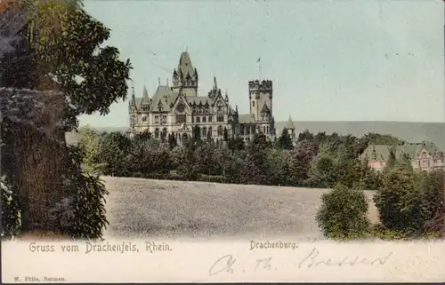 AK Gruss vom Drachenfels Drachenburg, gelaufen 1905