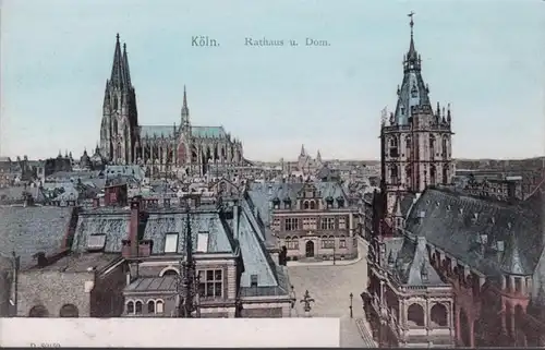 AK Köln Rathaus und Dom, ungelaufen