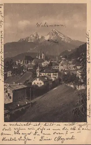 AK Berchtesgaden von der Bocksteinstraße, gelaufen 1923