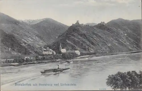 AK Bornhofen avec Sternburg et Liebenstein Bahnpost, couru 1907