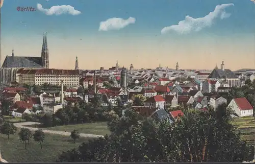 AK Görlitz, vue de la ville, courrier de champ, couru en 1916