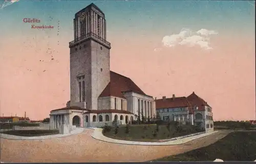 AK Görlitz Kreuzkirche, couru en 1919