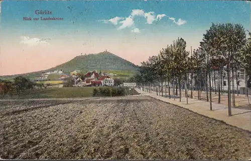 AK Görlitz Blick auf die Landeskrone, gelaufen 1922