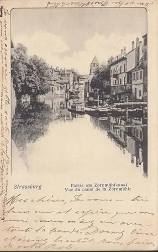 AK Strassburg, Partie am Zornmühlkanal, gelaufen 1902