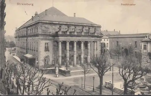 CPA Strasbourg City Theater Feldpost, couru en 1915