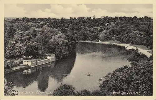 AK Halle Blick ins Saaletal, gelaufen 1935