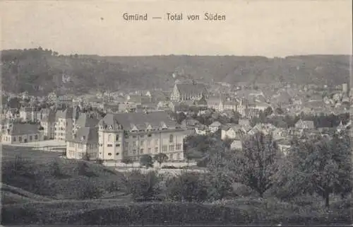 AK Gmünd Totalansicht von Süden, gelaufen 1918