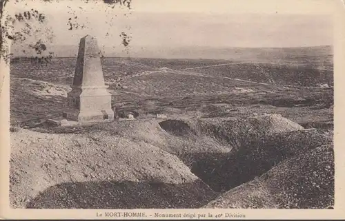 CPA Le Mort Homme, Monument érigé par la 40 Division, circulé