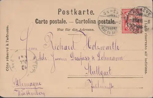 CPA Les Quais à Genève, circulé 1898