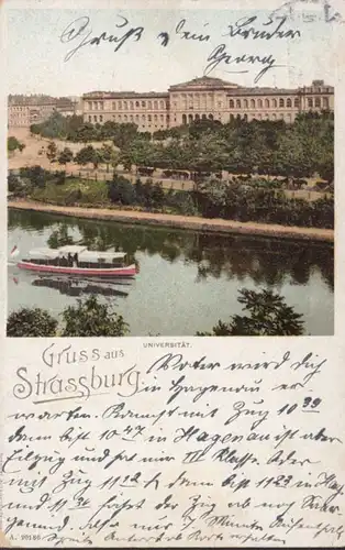 CPA Gruss aus Strassburg Universität, circulé 1909