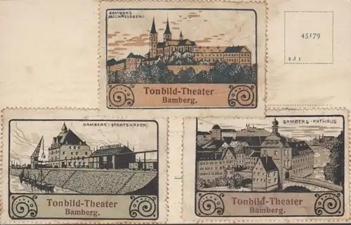 AK Bamberg Dom und Residenz Tonbild- Theater Briefmarken, ungelaufen