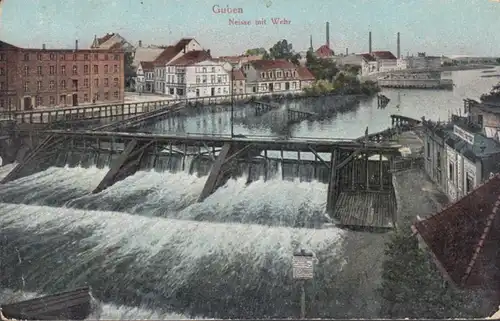 AK Guben Neisse avec le courrier ferroviaire militaire, couru 1917