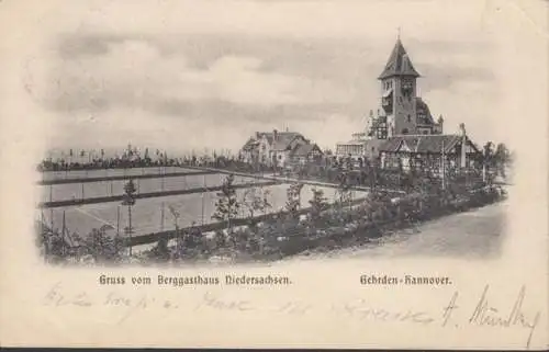 AK Gehrden-Hannover Gruss de l'hôtel de montagne Basse-Saxe, couru 1901