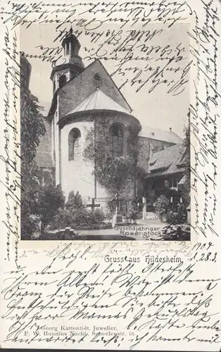 AK Gruss aus Hildesheim Tausendjähiger Rosenstock, gelaufen 1904