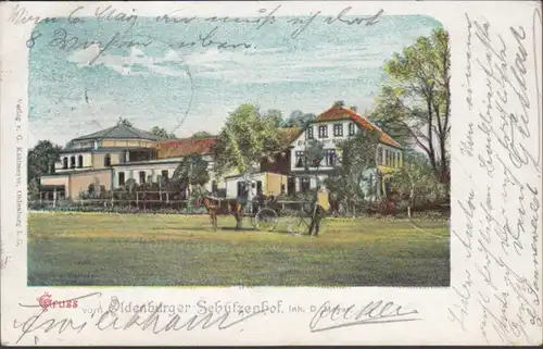 AK Oldenburg Gruss de Oldenburger Schützerhof, couru en 1902
