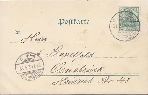 AK Kassel-Wilhemshöhe Löwenburg, gelaufen 1902