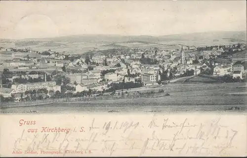 AK Gruss aus Kirchberg, Gesamtansicht, gelaufen 1909