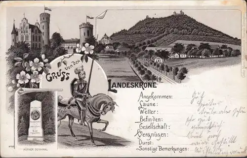 AK Gruss von der Landeskrone, gelaufen1905