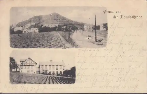 AK Gruss von der Landeskrone, gelaufen 1902