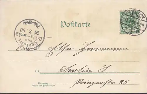 AK Gruss aus Lübeck Rathaus Burgtor Holstentor Schiffergesellschaft, gelaufen 1898