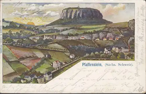 AK Pfaffenstein Sächs. Schweiz, gelaufen 1903
