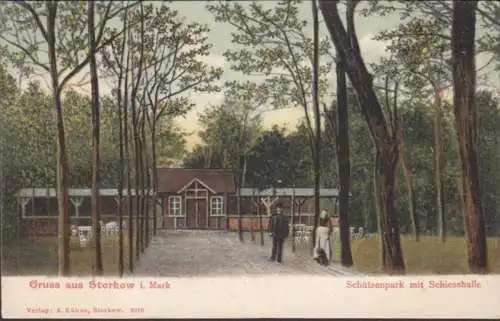 AK Gruss de Storkov Place de tir avec hall de ski, couru 1913