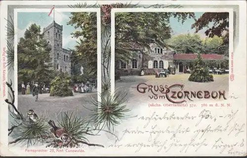 AK Gruss vom Czorneboh, gelaufen 1906