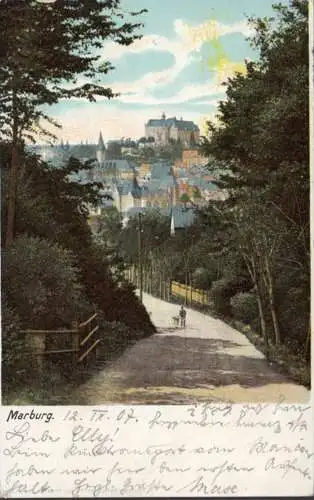 AK Marburg Vue de la ville Post, couru 1907