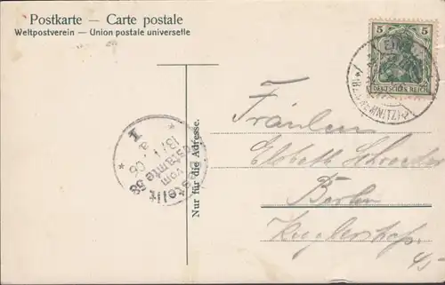 AK Einsiedeln mit Papierfabrik, gelaufen 1906