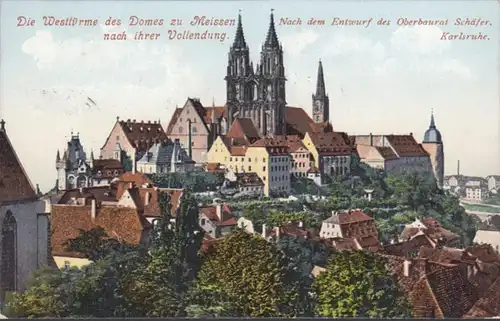 AK Meissen Les tours occidentales du Dôme après l'achèvement, couru 1908