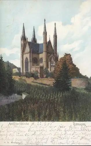 AK Remagen Apollinariskirche, gelaufen 1905