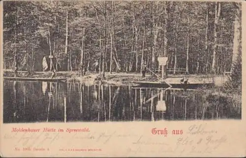 AK Gruss aus Lübbenau, Moldenhauer Hütte im Spreewald, gelaufen 1906